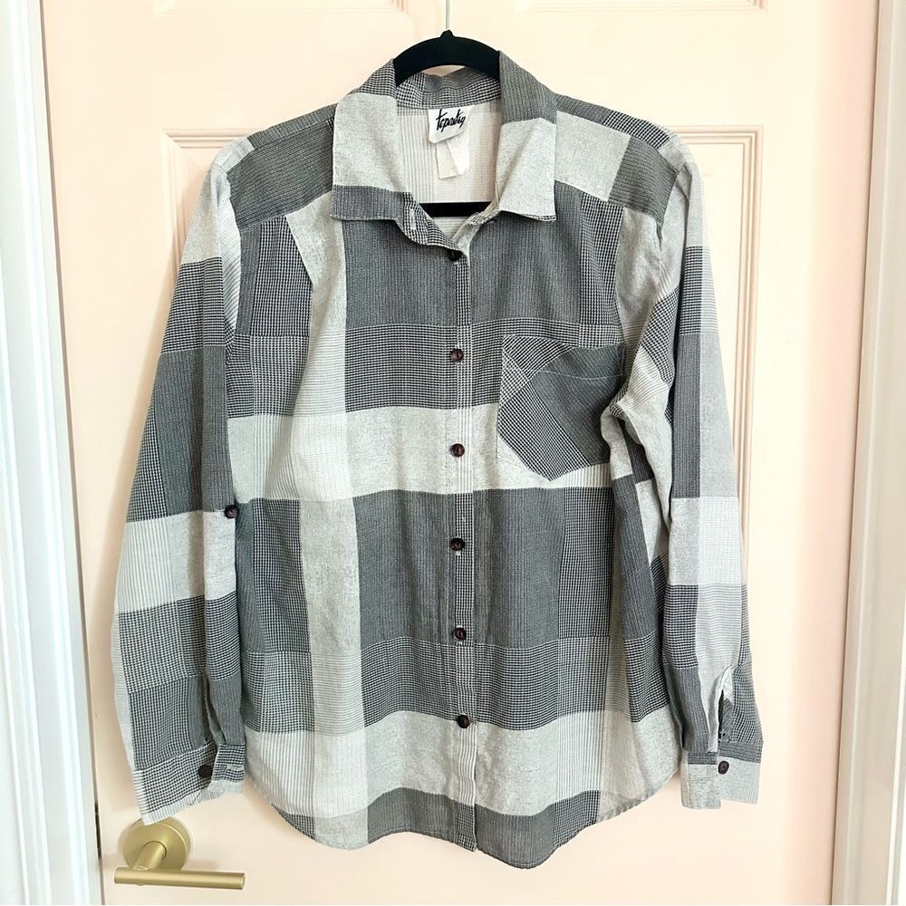 Vintage Black and White Plaid Women's Top